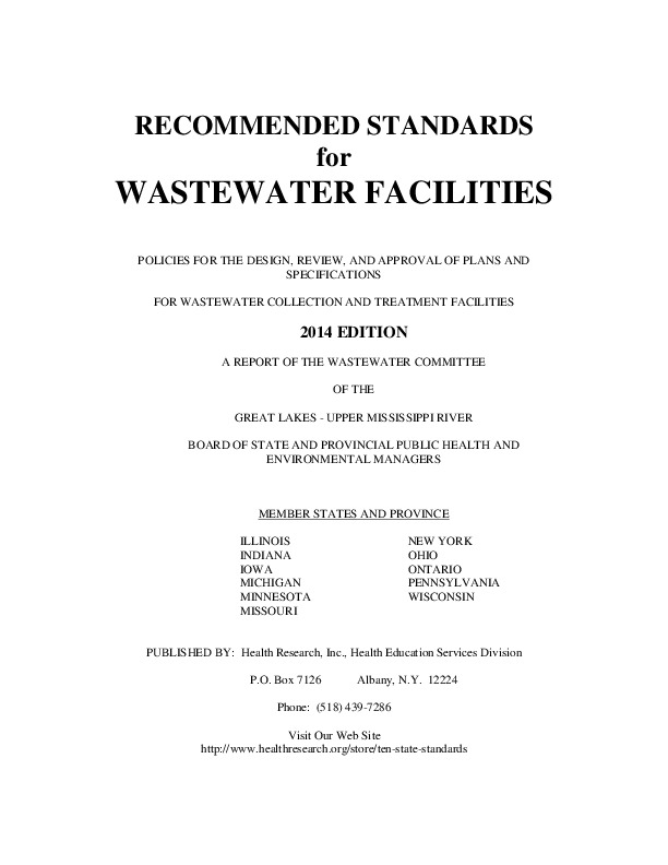 Recommended Standards for Wastewater Facilities - Sewage treatment