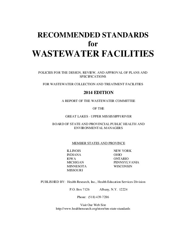 Recommended Standards for Wastewater Facilities