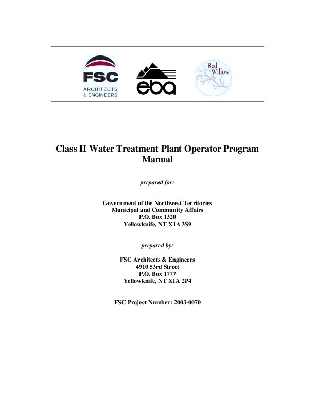 Water Treatment Plant Operator Program Manual