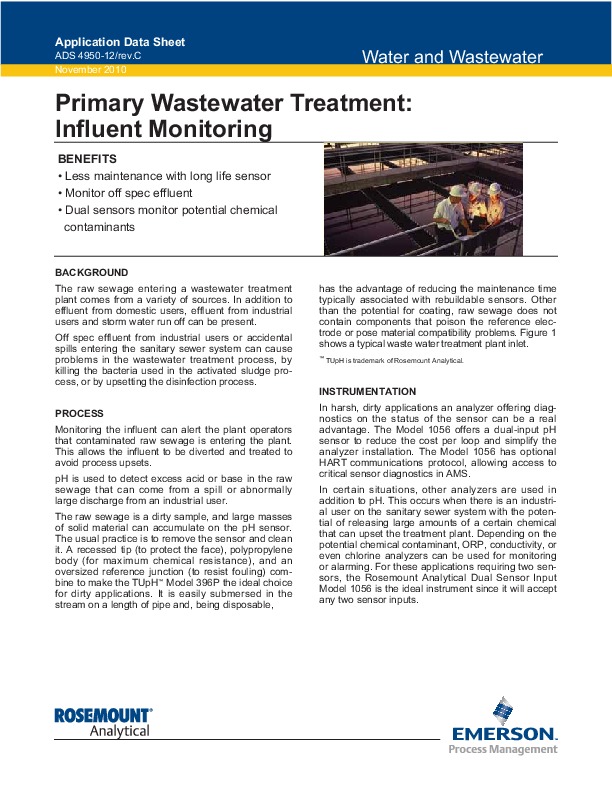 Primary Wastewater Treatment: Influent Monitoring