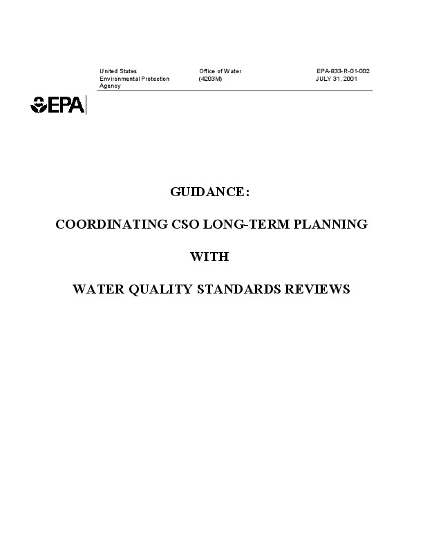 Guidance: Coordinating CSO Long-Term Planning with Water Quality Standards Reviews