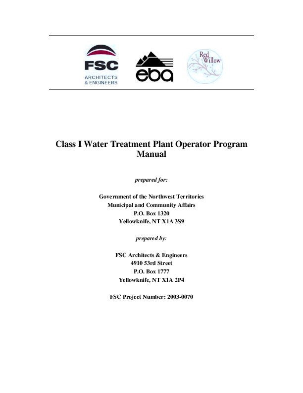 Water Treatment Plant Operator Program Manual I