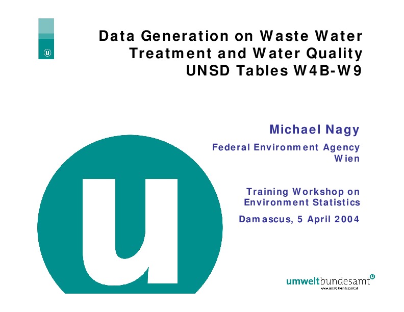 Data Generation on Waste Water Treatment and Water Quality