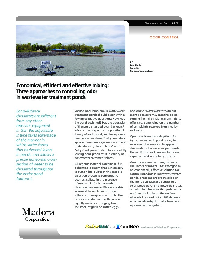 Controlling Odor in Wastewater Treatment Ponds