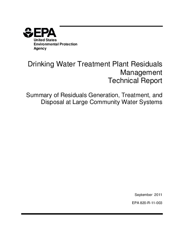 Drinking Water Treatment Plant Residuals Management