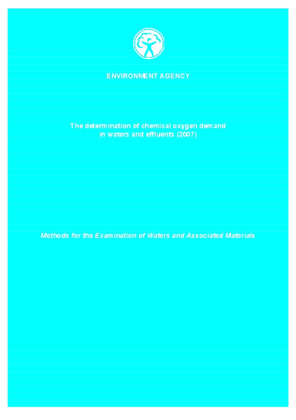 The determination of chemical oxygen demand in waters and effluents